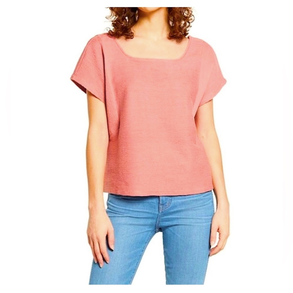 Madewell Boxy Ottoman Jacquard Square Neck Top